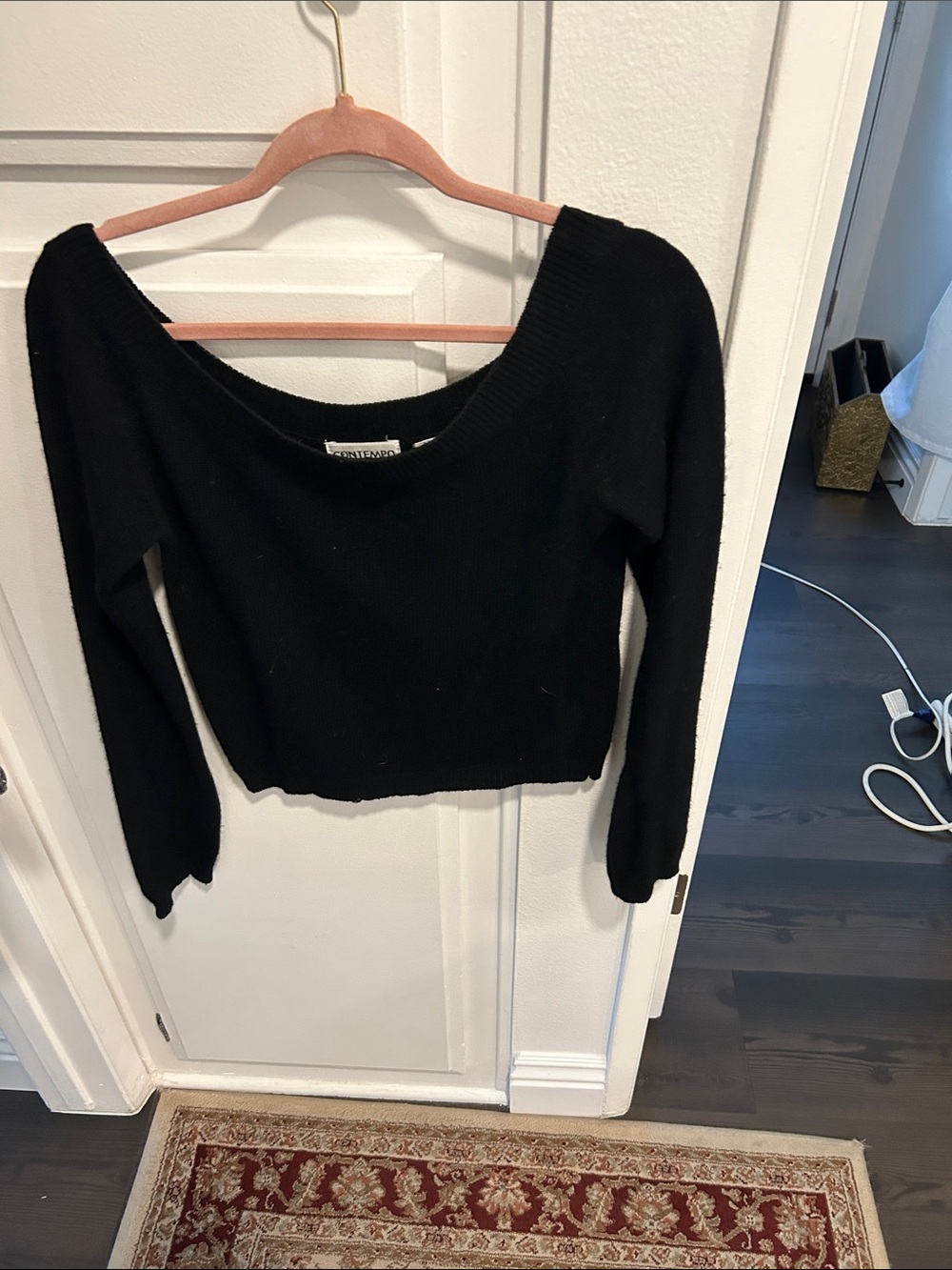 Women's Black Off-the-Shoulder Knit Sweater